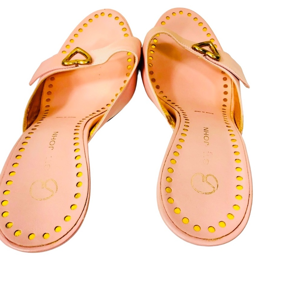 Valentine’s Special St. John pink heel sandal with gold heart accent Sz 8.5 - Picture 13 of 15
